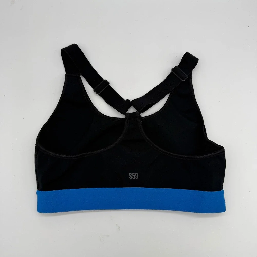 Splits59 Womens Black Blue‎ Adjustable Racerback Sports Bra Size Small